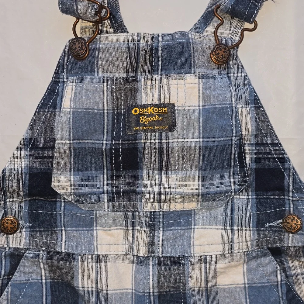 OshKosh B'gosh Blue Plaid Toddler Shortalls